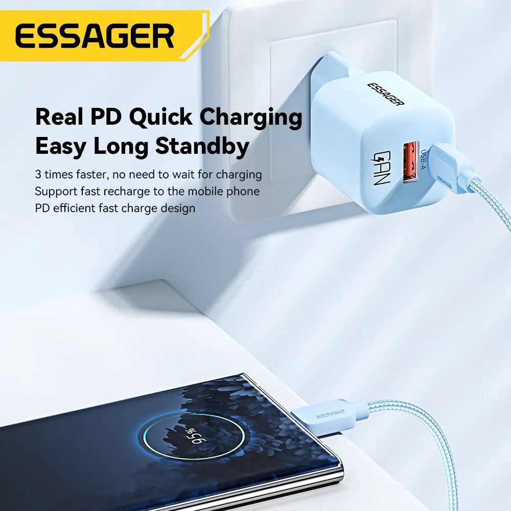 Essager 20W GaN USB Type C Charger PD Fast Charge Phone QC 3.0 Quick Chargers For iPhone 14 13 12 11 Pro Max Mini iPad Charging — view 4