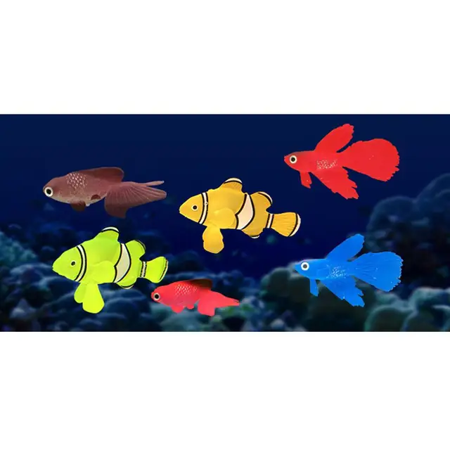 Ccdes 4PCS Aquarium Fish Tank Lumineux Silicone Artificielle Faux