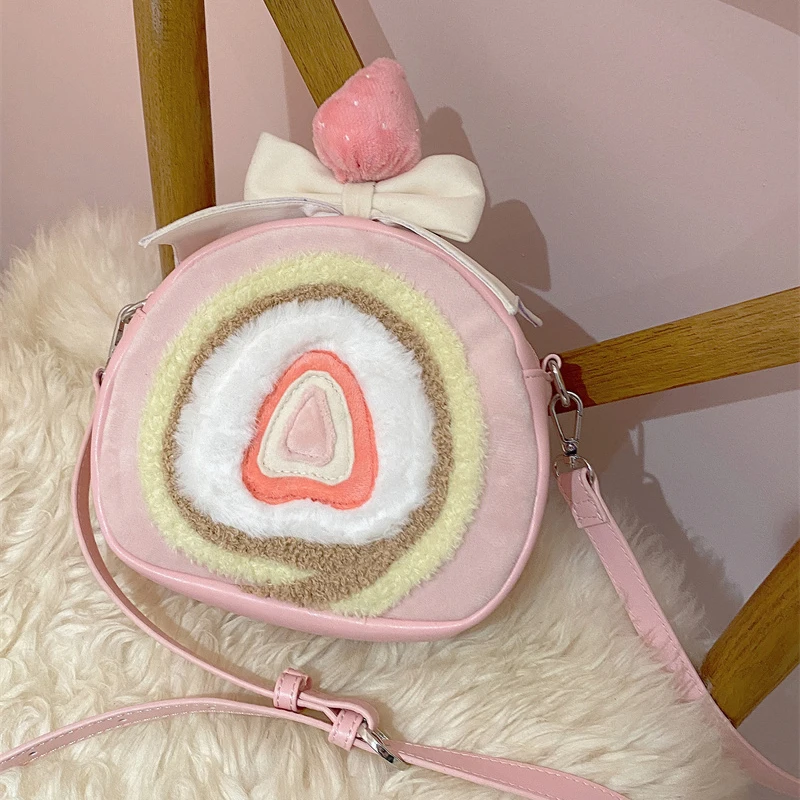 Kawaii In Voorraad Schattige Aardbei Cake Roll Anime Cosplay Tassen Voor Vrouwen Zoete Roze Lolita Tas Voor Meisje Kerstcadeau Rugzak