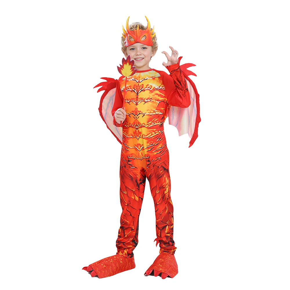 Child Fire Breathing Dragon Costume For Halloween, Book Week Day, Carnival Party Dress-up 6