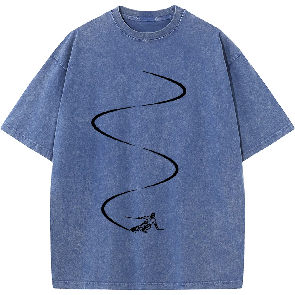 

Men's Alpine Short Sleeve Shirt 230 Grams Of High-Quality Washed Old Tshirt Men Casual Cotton Short Sleeve T-shirts