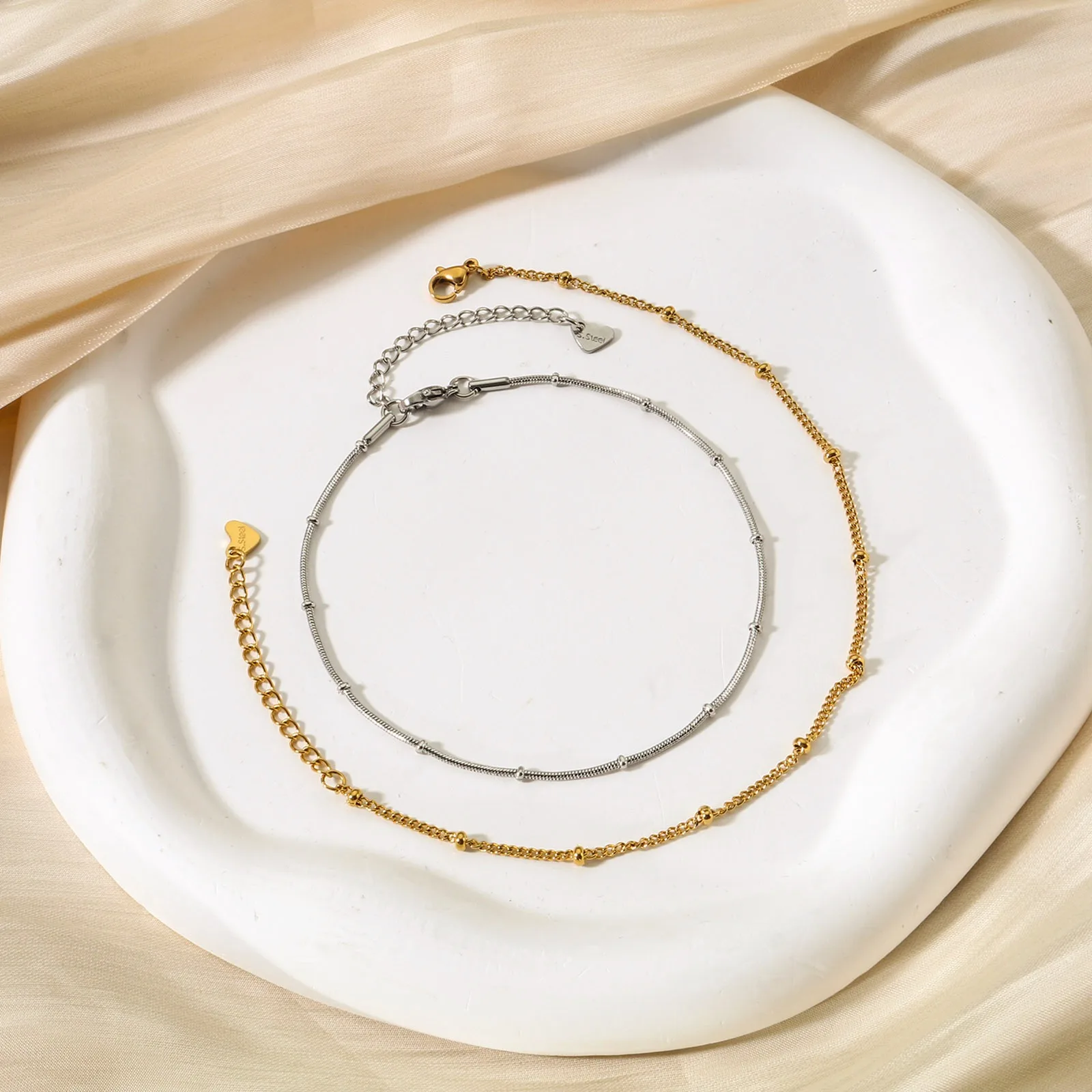 Anklet Bracelet Silver Color/Gold Color Golden Round Charm 304 Stainless Steel For Women Jewelry Barefoot Chain 1 Piece