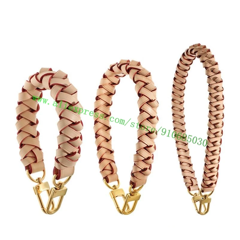 Top Grade Genuine Vachetta Leat Braided Bag Strap For Designer Women Handbag Lady Bucket Purse Shoulder Arm Hand Carry Handle
