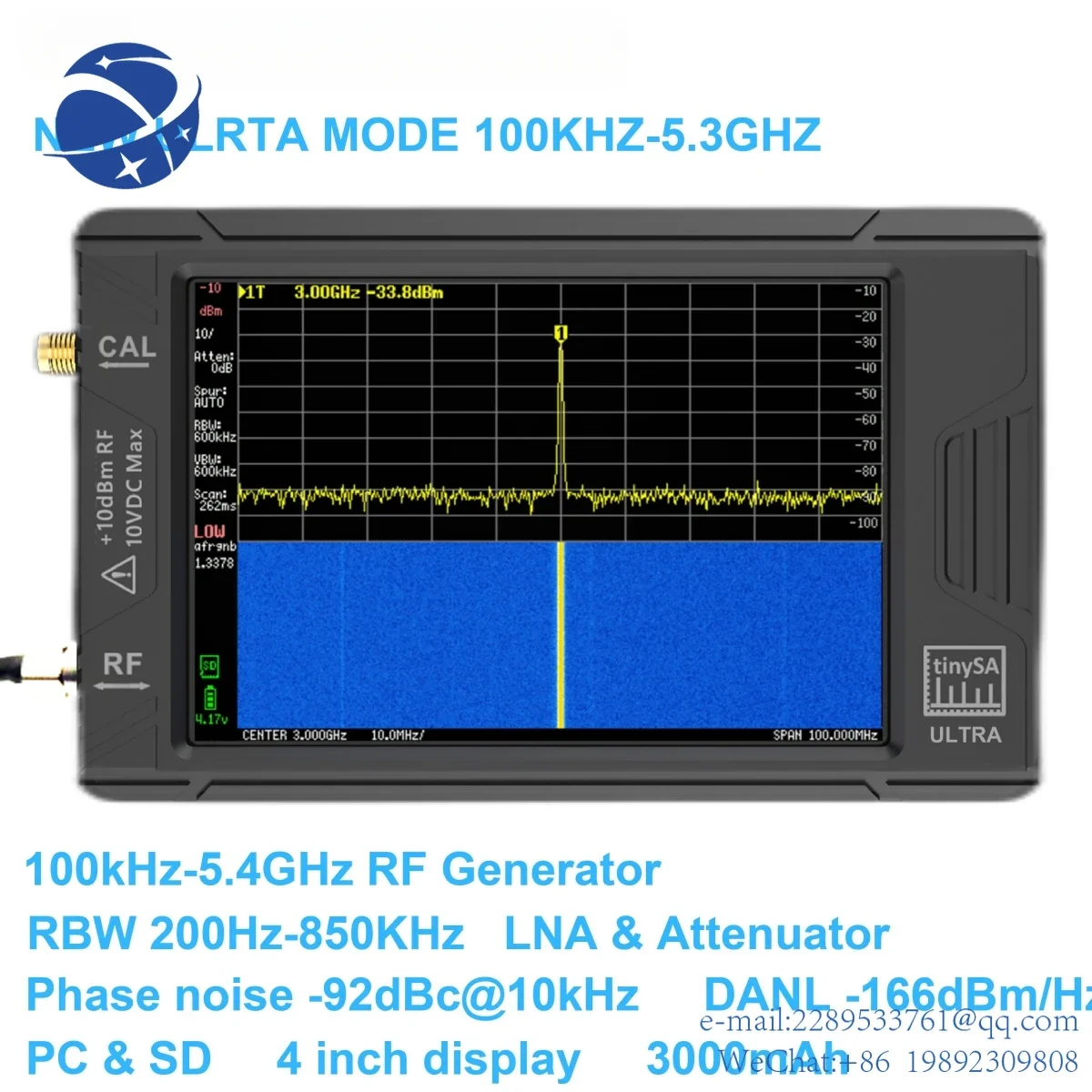 Yyhc Nuovo Originale Tinysa Ultra Handheld Tiny Spectrum Analyzer Tinysa Touch Screen Da 3.95 Pollici Integrato Nella Batteria
