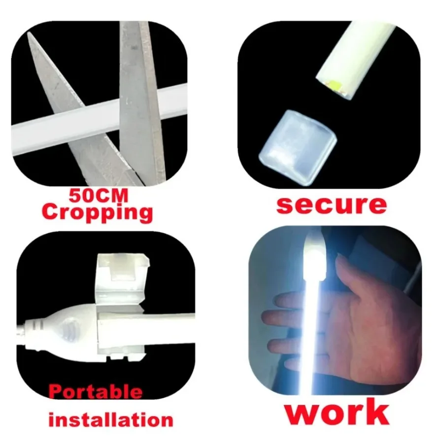 High-Brightness COB LED Strip Light - 220V, IP67 Waterproof, EU Plug, Flexible Outdoor Lighting Solution