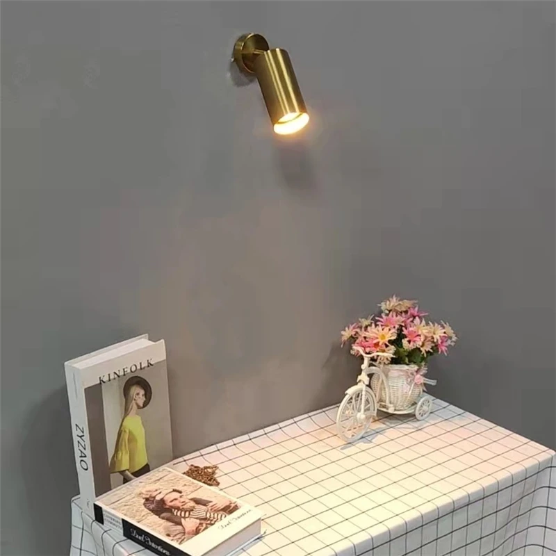 현대적인 미니멀리스트 천장 조명 360 ° 회전식 구리 색상 LED 천장 트랙 통 5W E27 전구 교체 가능한 벽 스포트 라이트