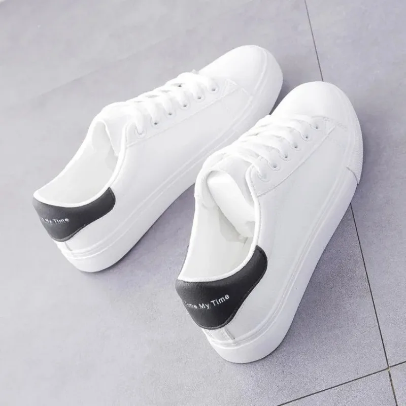 2024 New Women Sneakers Fashion Breathble Vulcanized Shoes Pu Leather Platform Shoes White Lace Up Casual Shoes Zapatos Mujer - 2