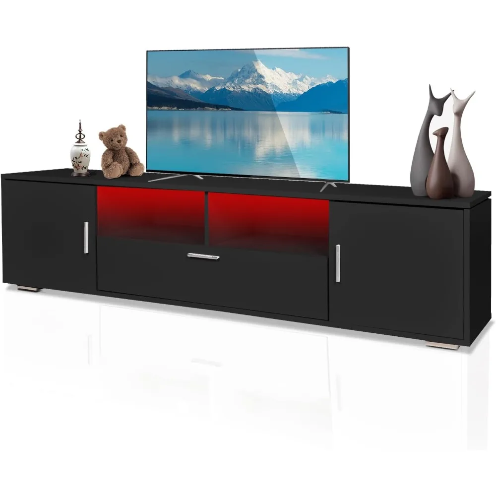 

HOUAGI LED TV Stand with Drawers and Storage Cabinet,Modern High Gloss Entertainment Center for TVs Up to 70”,TV Console Table