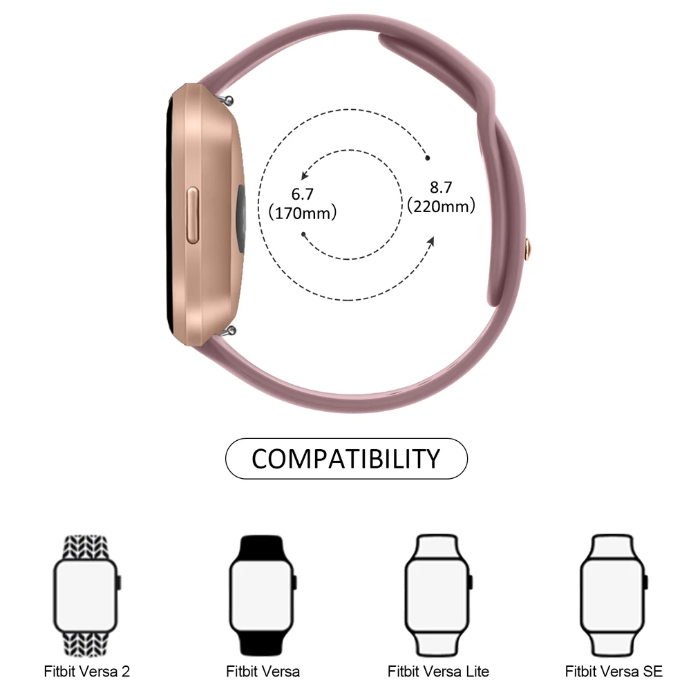 Soft Silicone Strap For Fitbit Versa 1/Versa 2/Versa 3/Versa 4 Band Bracelet For Fitbit Versa Lite/Sense/Sense 2 Strap Wristband