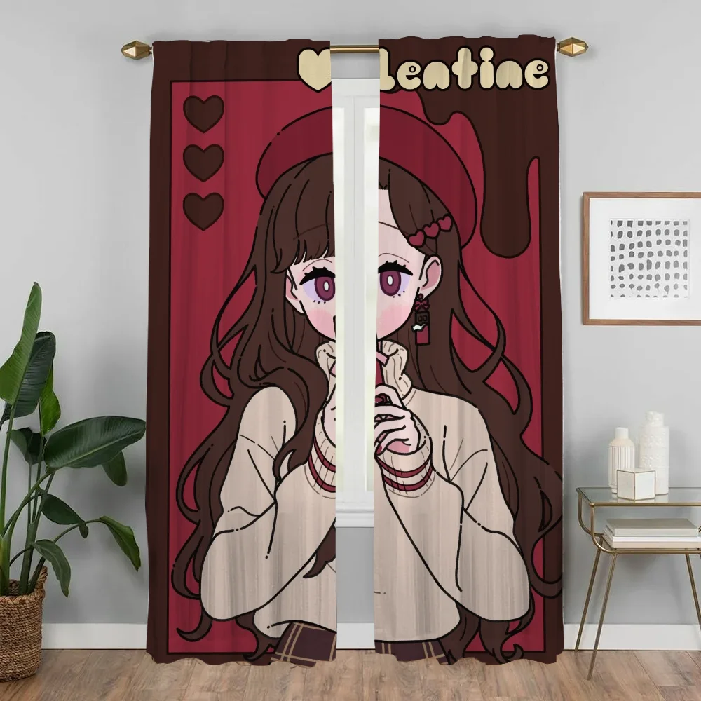 Anime Girl Home Interior Curtains for Camera Shades Living Room Curtain Partition Tulle for Bedroom Halloween Decoration Blinds 3