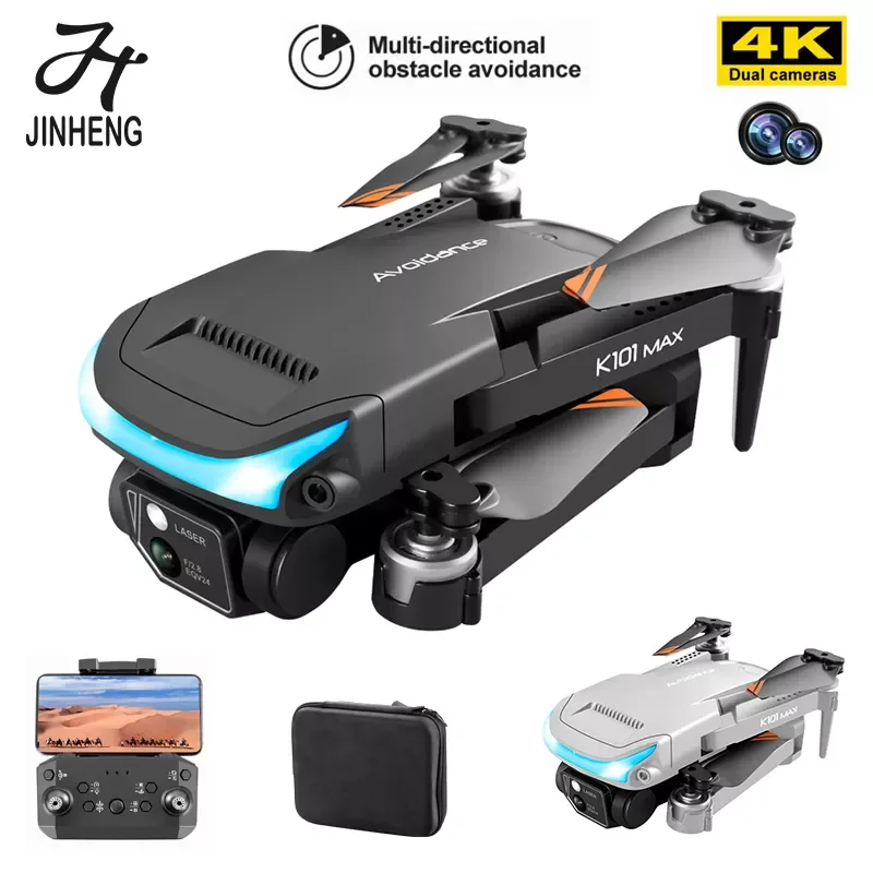 

Мини-Дрон K101MAX 4K с двойной камерой Wifi FPV обход препятствий складной Квадрокоптер Вертолет подарок для мальчиков