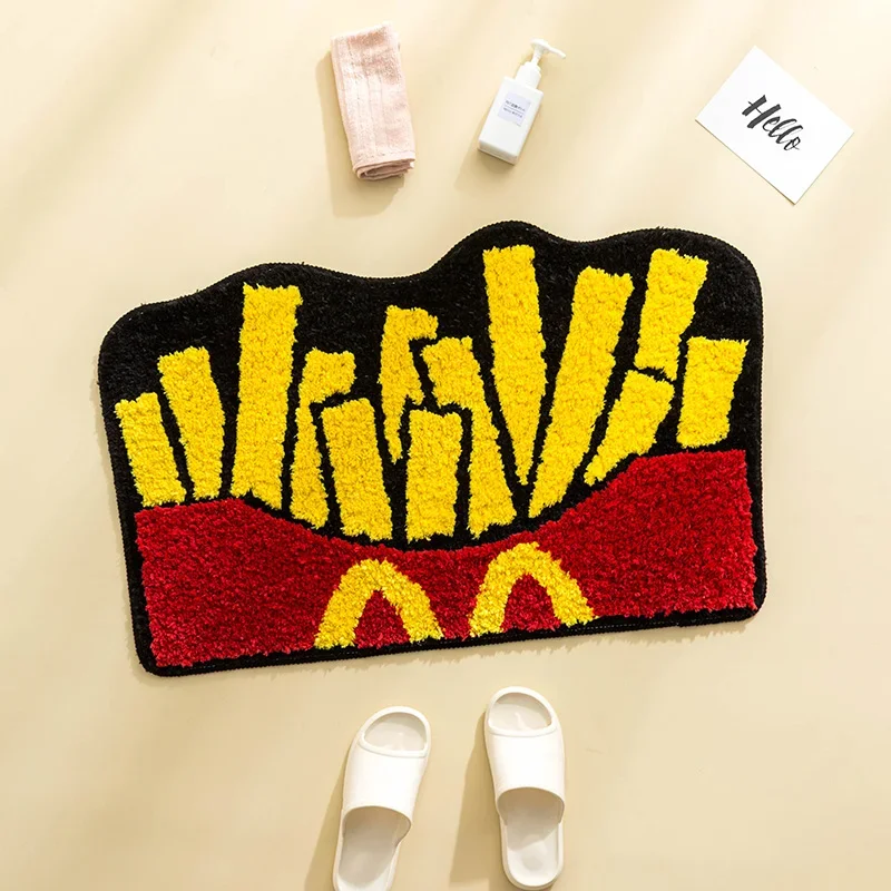 

Cartoon Fried French Fries Tufted Carpet Mats Soft Fluffy Thick Tuftting Rugs Mats Entering Room Floor Mat Non-slip Bath Mats