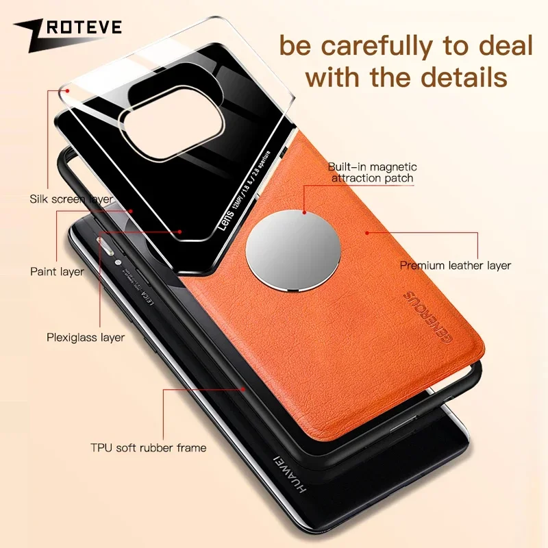 Premium PU Leather Magnetic Car Mount Compatible Smartphone Case