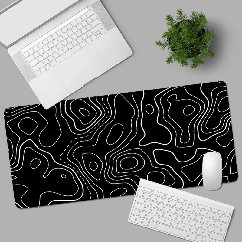 Grande Mouse Pad Acessórios para Jogos de Computador Mousepads Tapetes de Mesa Tapete Antiderrapante Laptop Macio Mouse Pad Preto e Branco