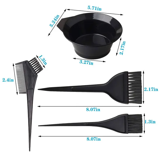 Hair Dyeing Tools Set Home Salon Hair Dyeing Brush Hair Dyeing Cream Bowl Coloring Brush Comb Earcap Clips Dyeing Cape Kits 4