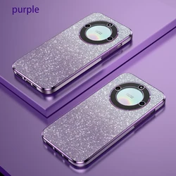 Luxury Electroplated Glitter Clear Phone Case for Honor X40i (Purple)