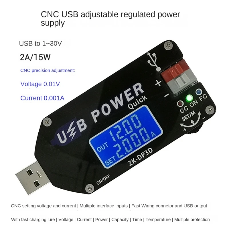 

USB-модуль питания с ЧПУ, 1-30 в, 2 А, 15 Вт