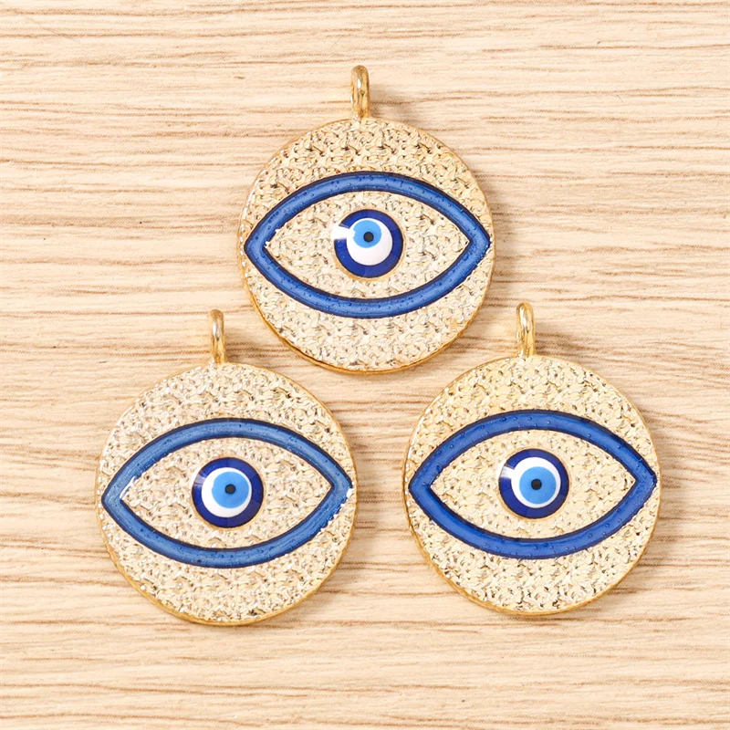 Tusember 10 Stück 26x22mm Emaille-Anhänger mit türkischem blauem Bösen-Auge für Schmuckherstellung, DIY-Zubehör für Anhänger, Ohrringe und Armbänder – Detail 11