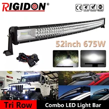

RIGIDON 52inch/675W 7D Tri-Row Curved LED Light Bar Flood Spot Combo Beam for Off-road Boat Truck 4WD SUV ATV With Wiring Kit