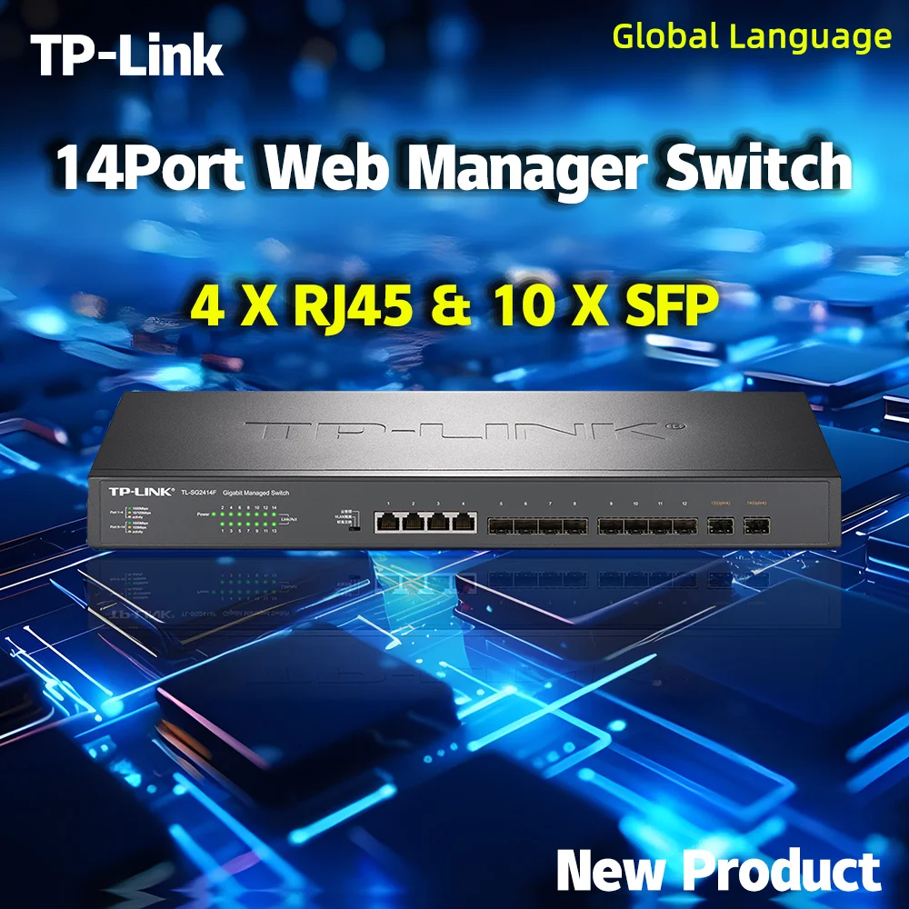 

TP-LINK 14port Gigabit Web Managed Fiber Optic Switch SFP Fiber Optic Transceiver Rack Lan Interrupteur Ethernet Switches