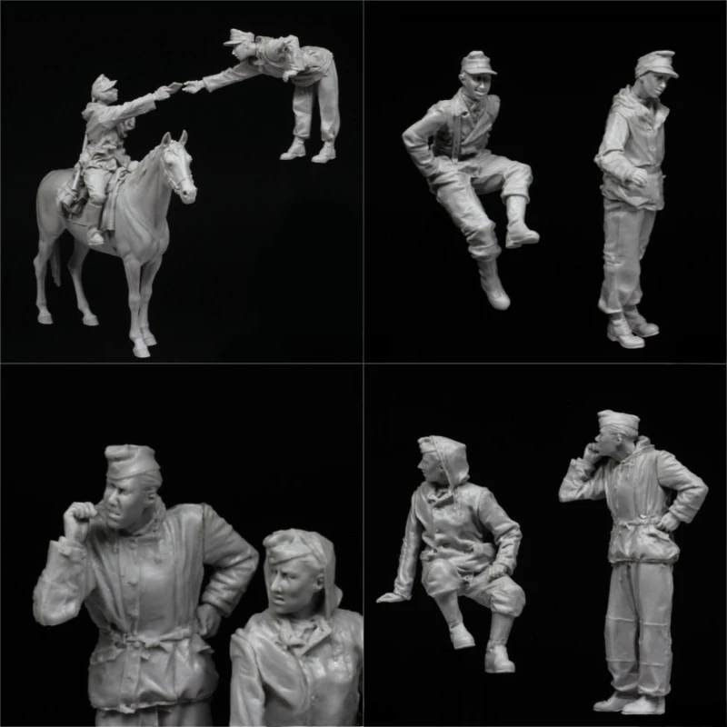 1/35 스케일 다이캐스트 레진 모델 키트 나쇼른 승무원 및 승마용 전달대원 6개..