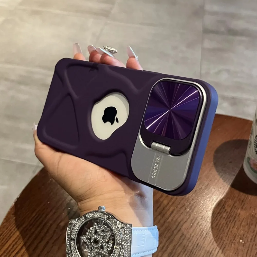 Funda magnética con logotipo de moda para iPhone 16, 15, 14, 13, 12 Pro Max Plus, protección de lente, soporte abatible, Magsafe, silicona suave