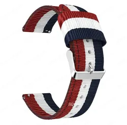 Versatile Nylon Watch Strap - Adjustable 20mm/22mm - Premium Smartwatch Band Replacement - 22mm (Blue White Red)