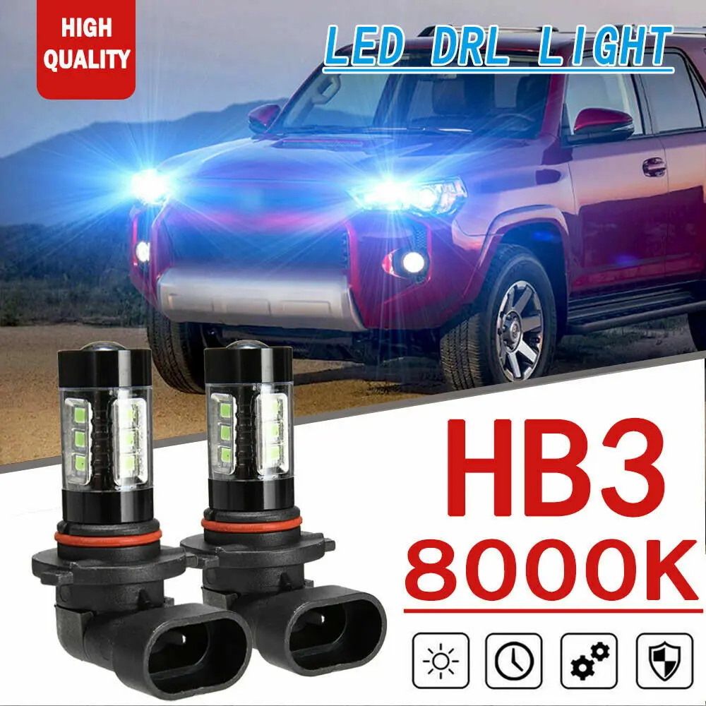 

For Toyota 4Runner RAV4 Highlander 2x HB3 Car LED Ice Blue Daytime Running Light