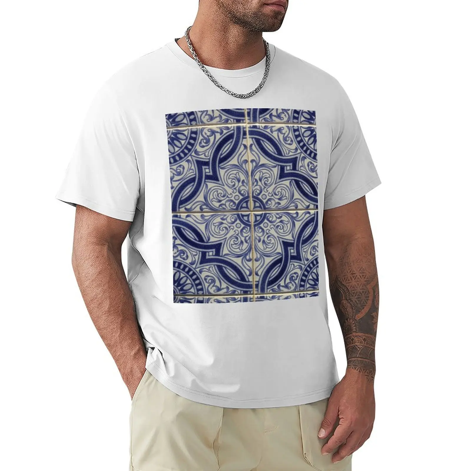 

Portugal Porto Abstract Patterns On Ceramic Tile T-Shirt tees new edition plain fruit of the loom mens t shirts