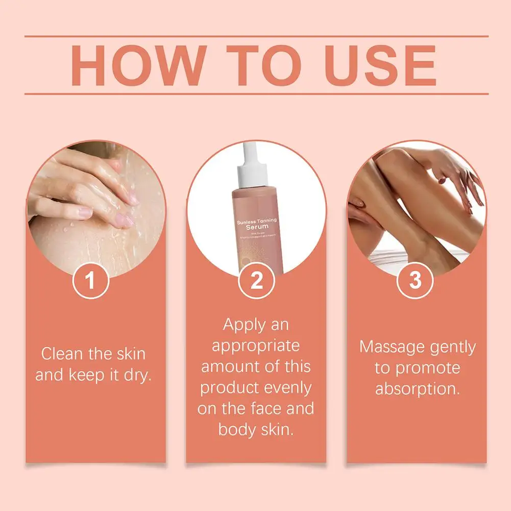 Body Facial Self Tanning Drops Shrink Pores Fade Fine Lines Natural Bronzer Liquid Prevent Sunburn Sunless Tanning SkinCare 60ML