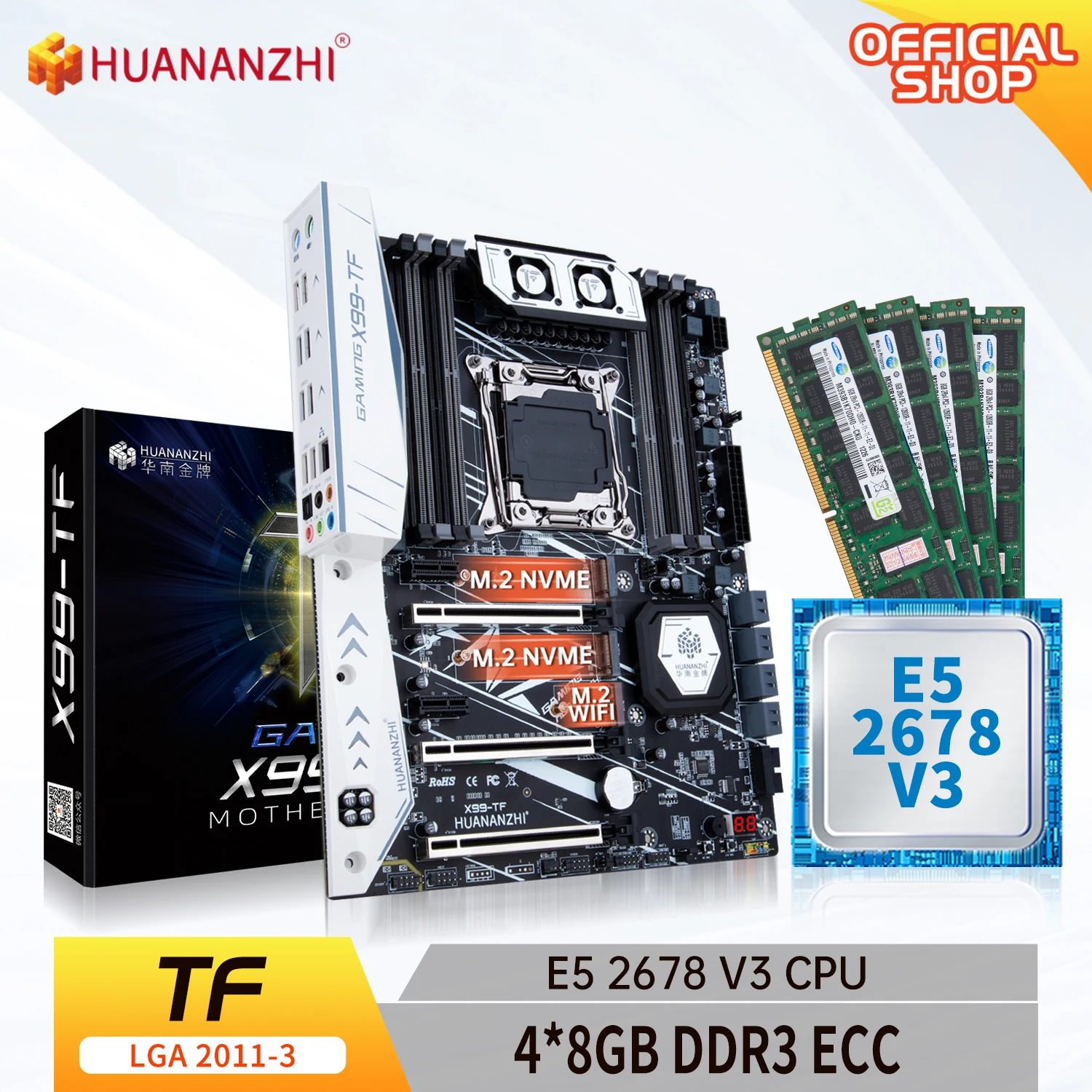 HUANANZHI Placa base X99 TF X99 de Ordenador, Tarjeta Madre Intel XEON