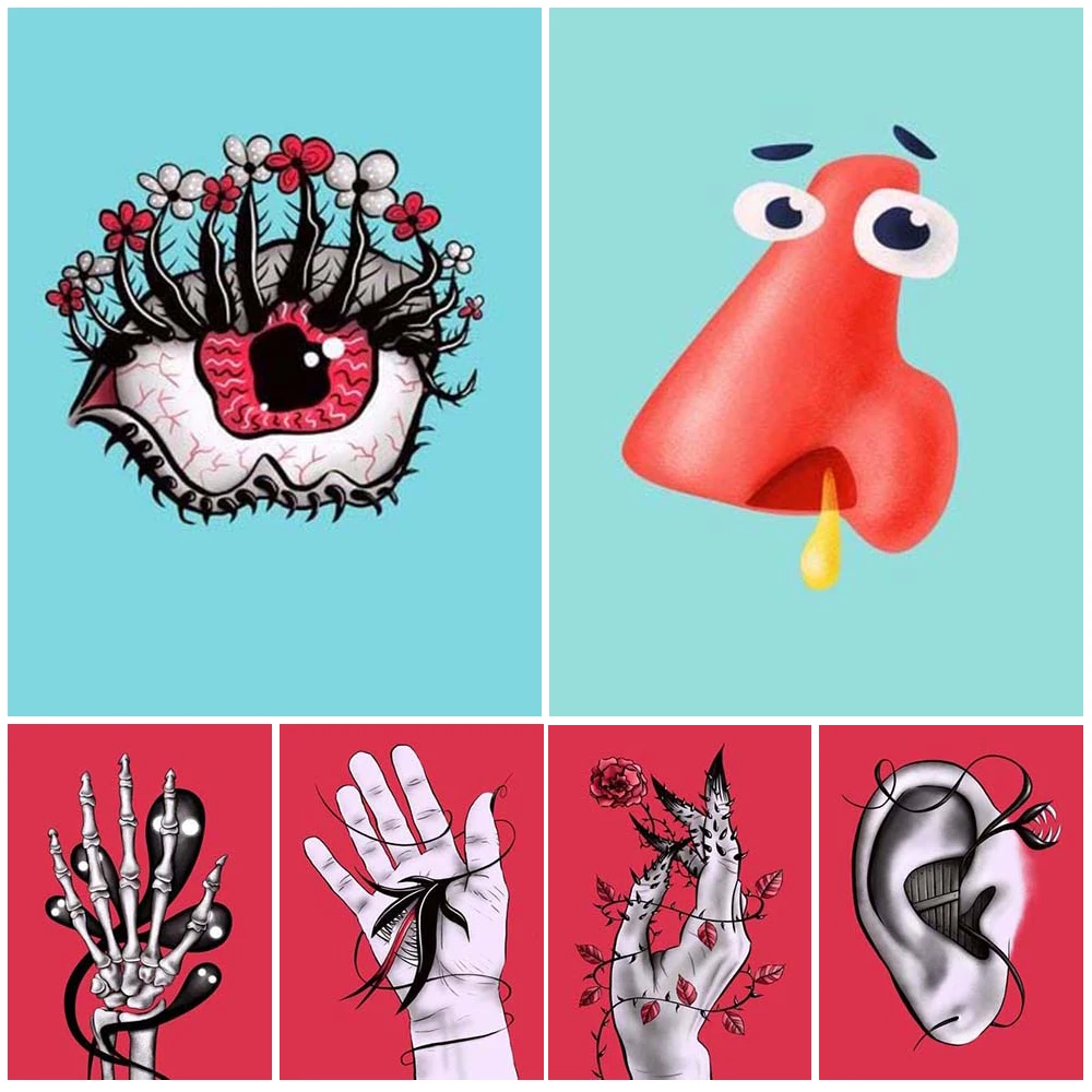 

Witchcraft Eye Nose Art Hand Monster Poster Abstract Wall Art Canvas Painting Prints Wall Pictures For Living Room Home Decor