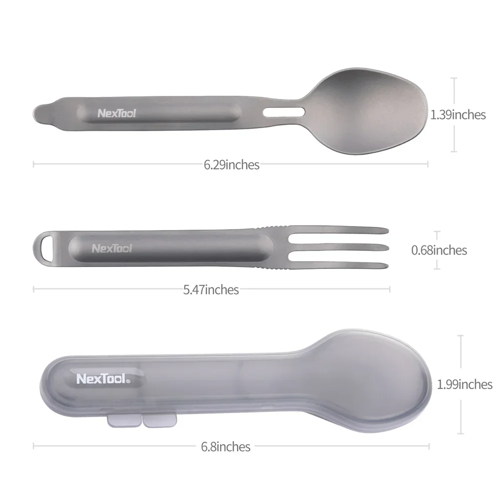 NexTool Titanium Spoon Spork Outdoor Portable Reusable Camping Tableware Case EDC Environmental Picnic Cookware Cutlery picnic cutlery set picnic tableware camping cutlery set cutlery set