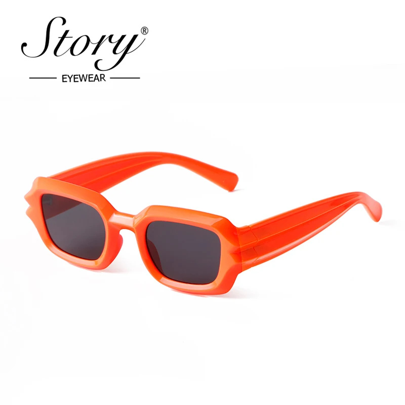 

STORY Vintage Fashion Orange Thick Frame Rectangle Sunglasses Women Men 2022 Brand Design Trendy Hiphop Square Sun Glasses S4467