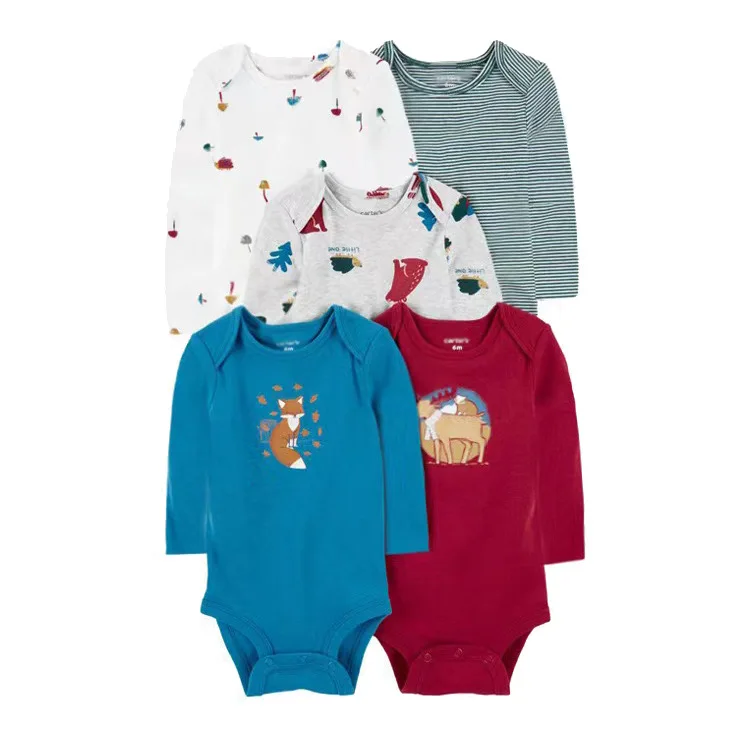 5PCS/set Fashion Baby Boys Clothes Cotton Soft Long Sleeve Autumn Boy Girls Bodysuit Newborn Toddler Body 6