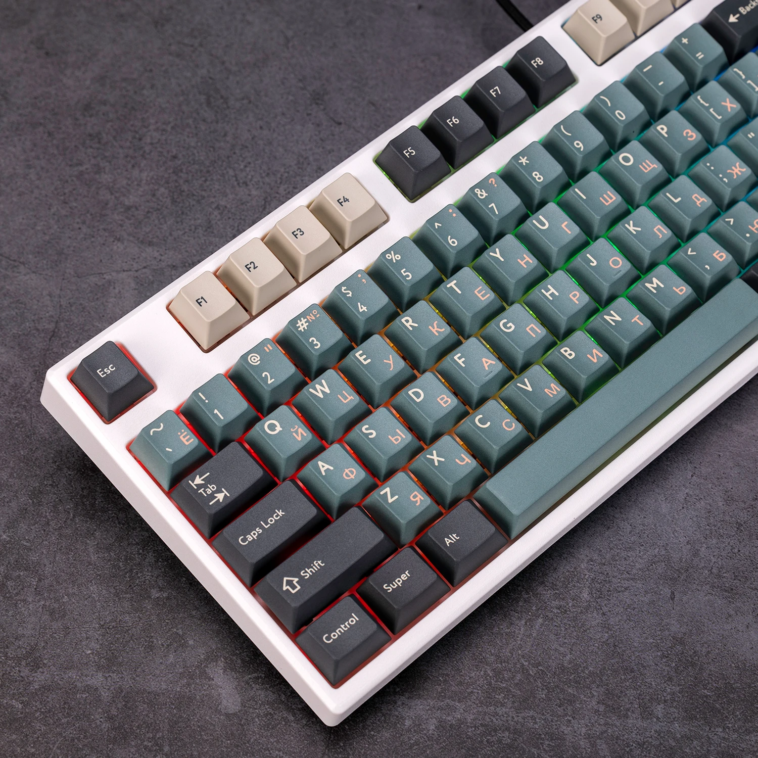 Gmk-silent Forest Theme Keyboard Cap Conjunto Completo Pbt Japonês Russo Perfil Cherry Keycap Personalizado para Teclado Mecânico