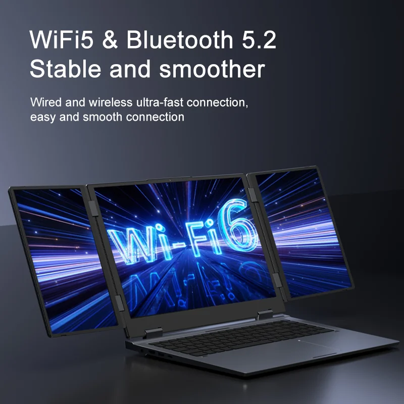 2025 뉴 MAX16 트리플 스크린 노트북 WiFi5 RJ45 인텔 I5-12450H 듀얼 채널 M.2 NVME/SATA 32GB 램 2TB SSD 고성능 PC