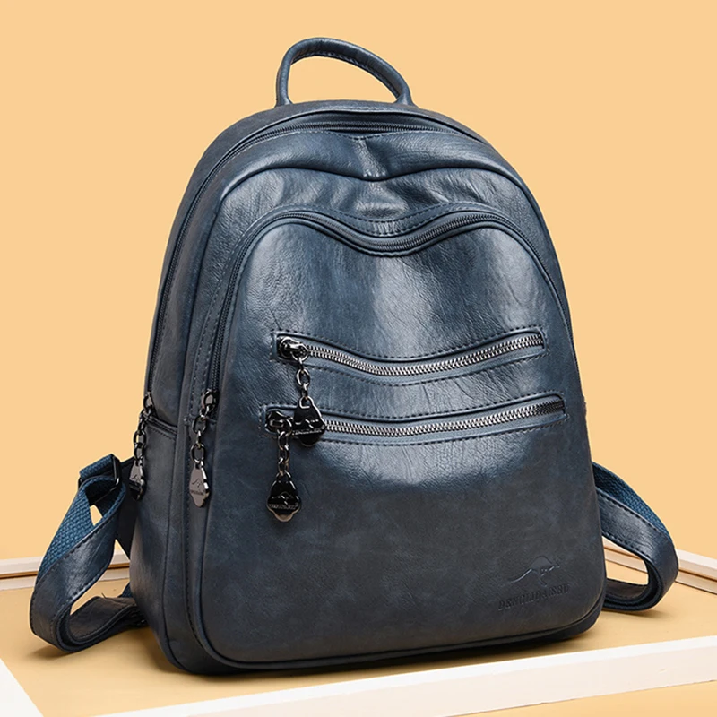 

High Quality Leather Women Backpack Casual Student Backpack Large Capacity Travel Backpack School Bags for Teenage Girls Mochila