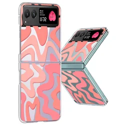 Stylish Stripe Pattern Clear Hard Phone Case with Enhanced Fall Protection for Razr 70 Ultra (A157 Pink)