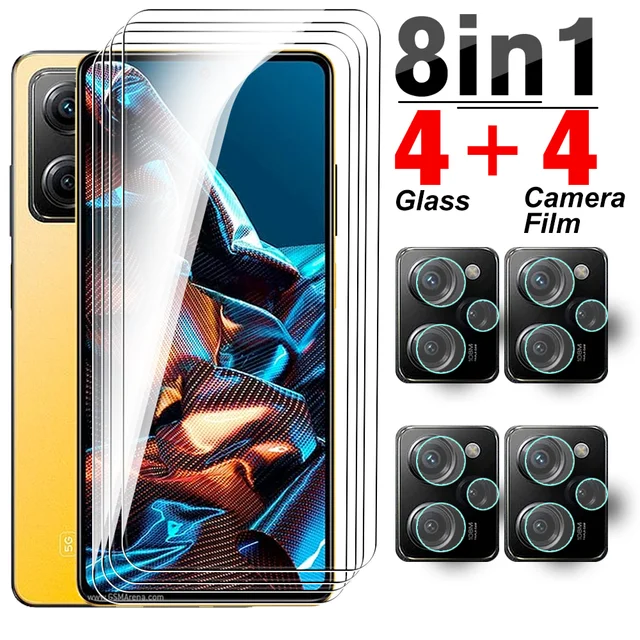 Protector de pantalla de vidrio templado 4 en 1 para POCO X6 Pro 5G,  Protector de pantalla de cubierta completa para POCO X3, X4, GT, X5, X6 Pro,  2.5D - AliExpress