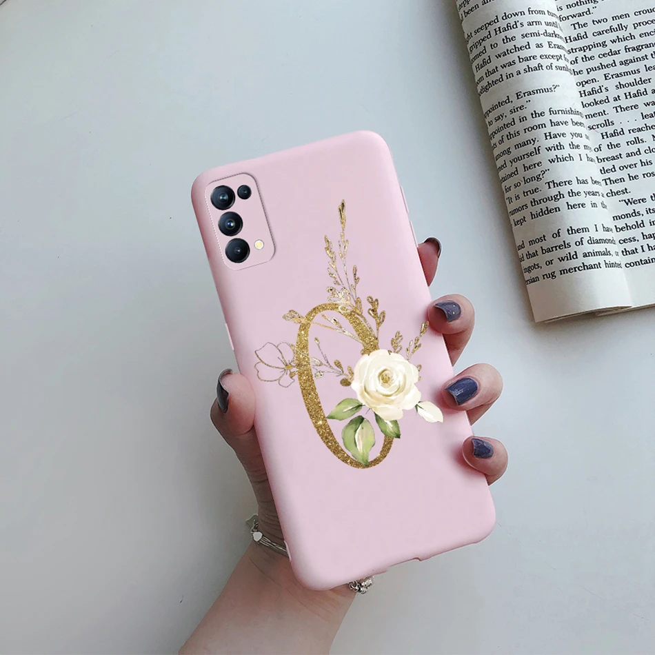 For OPPO Find X3 Lite Case Flower Alphabet Letters Capa Bumper Phone Back Shockproof TPU Soft Cover For OPPO Find X3 Lite Fundas cases for oppo cases