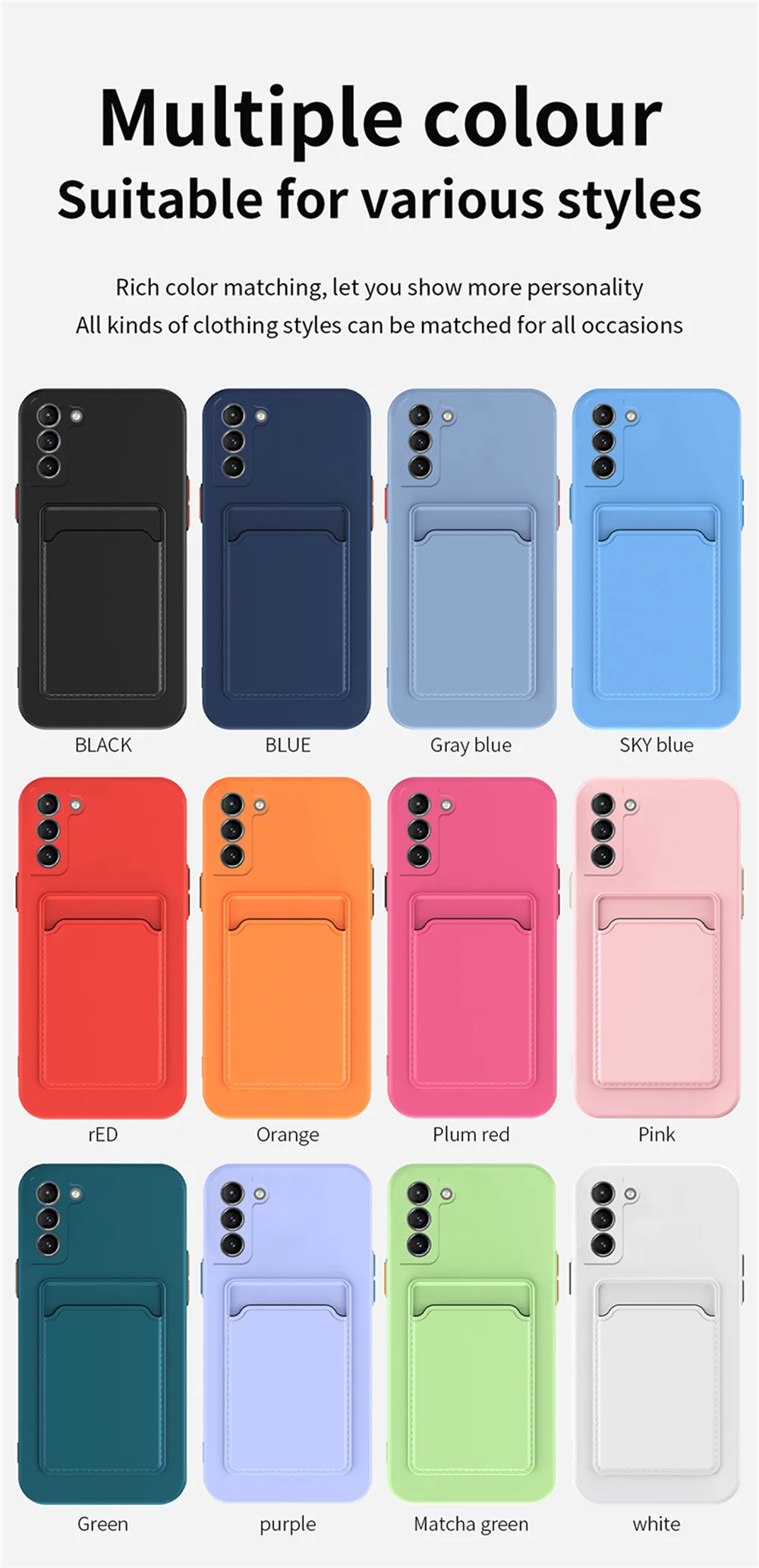 TPU Soft Silicone Card Slot Wallet Case For SamSung S24 S23 S22 S21 S20 FE Plus Ultra Note 20 A54 A34 A24 A15 A25 A35_voghion.com