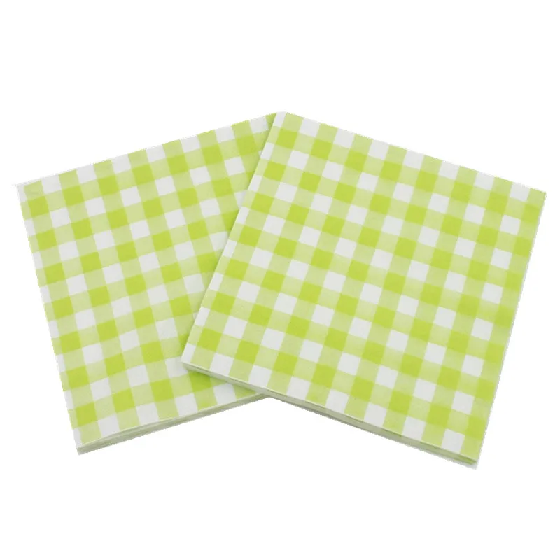 Disposable Plaid Printed Table Dinner Tissue Napkins Paper Tableware For Event Party Decoration 20Pcs/Pack 33x33cm