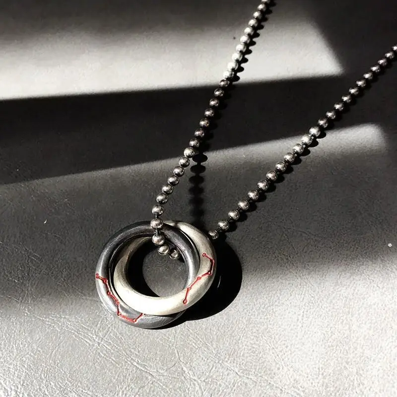 

Новинка 2023, винтажное модное ожерелье с двойным кольцом и безопасной пряжкой в стиле унисекс, хип-хоп, панк, банкетное ювелирное изделие, аксессуары, подарок