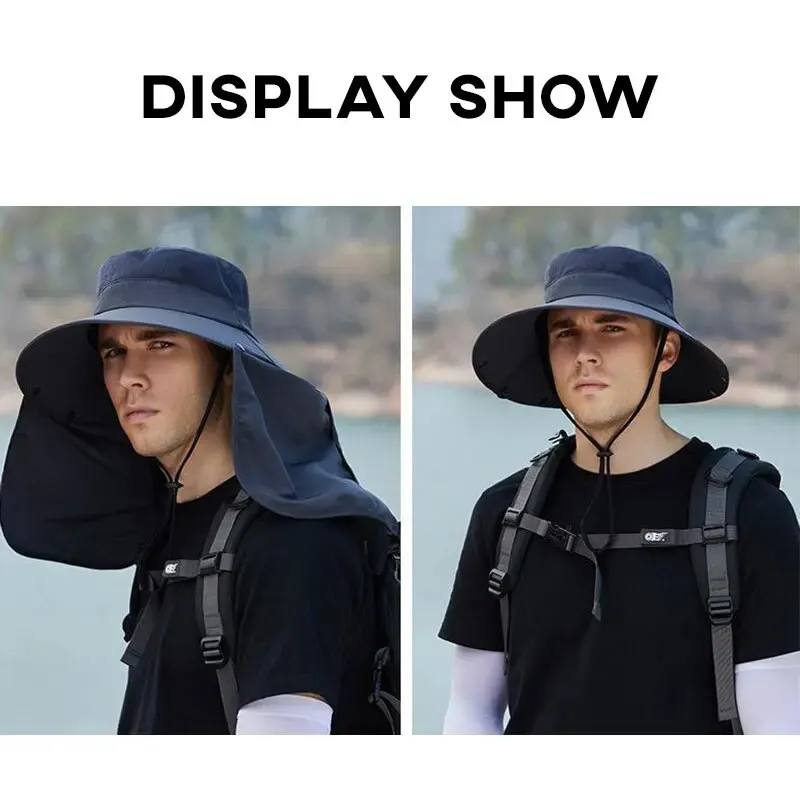 Adjustable Outdoor Cap with Neck Guard Sunscreen UV Protection Breathable Foldable Men Women Fishing Camping Hiking Casual Hats