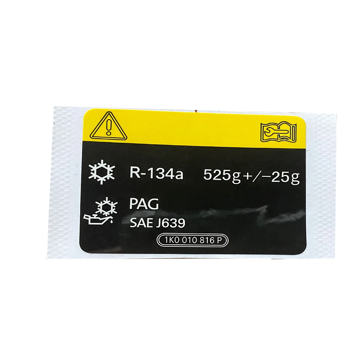 AC Warning Label Sticker AC Information Engine Warning Label Sticker R-134a 525g For VW Golf 6 GTI R Jetta A6 GLI Eos Scirocco GTS R-Line 5C6010008