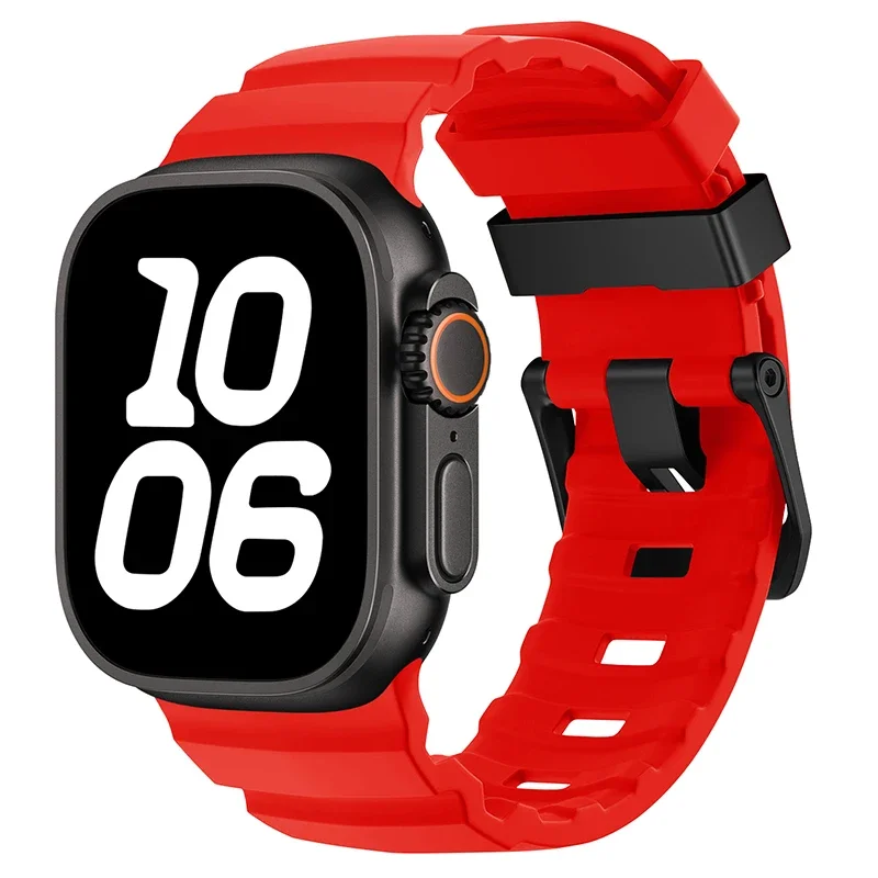 Sport Silicone and Titanium Metal Bracelet Strap