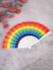 1PC Fashion Simple Personalized Rainbow Folding Fan Dance Filming Props Crafts Compact and Portable Ideal for Gifts 3