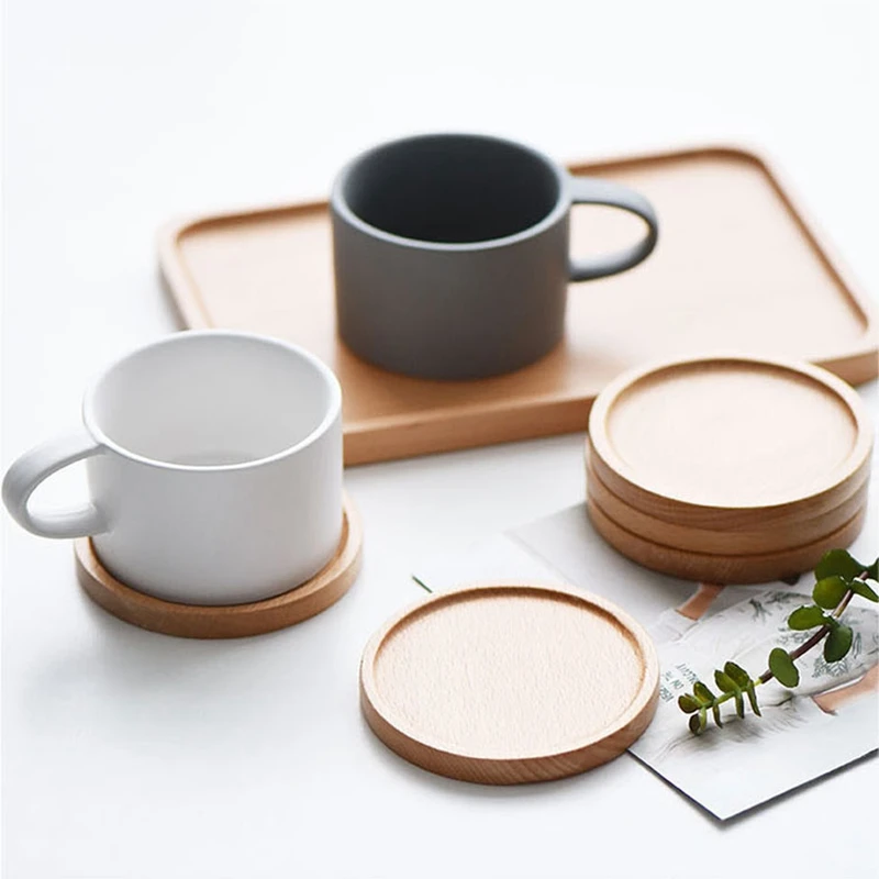 Round Bamboo and Wood Dish Custom Cup Mat Logo Tray Serving Tray Restaurant Tray Mini Flowerpot Juicy Pad Suitable for Balcony 6