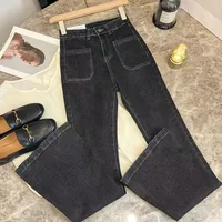New High Waist Trousers Loose Washed Jeans Pockets Slim Denim Flare Classic Women Vintage Stretch Straight Trousers All-match - Image 5